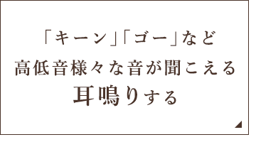 「キーン」「ゴー」など高低音様々な音が聞こえる 耳鳴りする